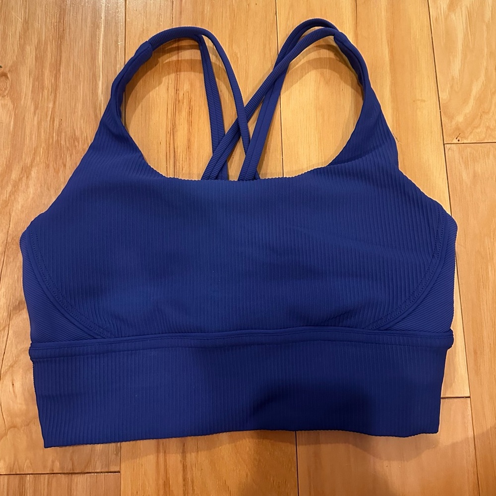 Blue Ribbed Lululemon Sports Bra with Removable Pads